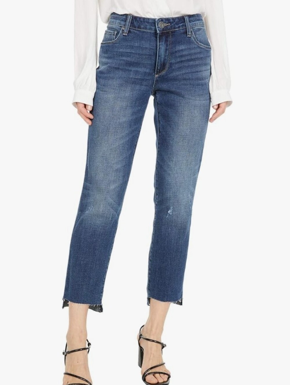 Kut From The Kloth Reese Ankle Straight Leg Jeans Size 4 Distressed Hem Classic